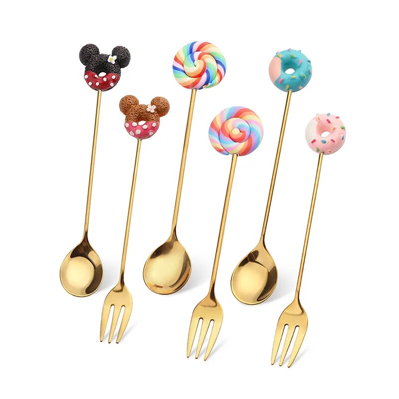 1PCS Stainless Steel Donuts Candy Spoon Forks/spoons