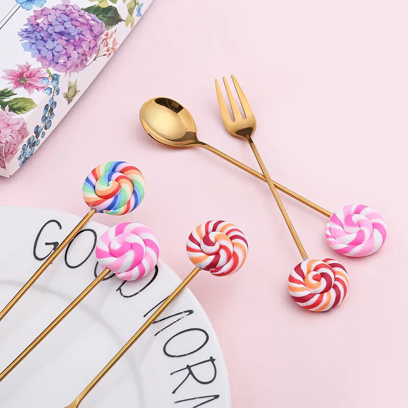 1PCS Stainless Steel Donuts Candy Spoon Forks/spoons