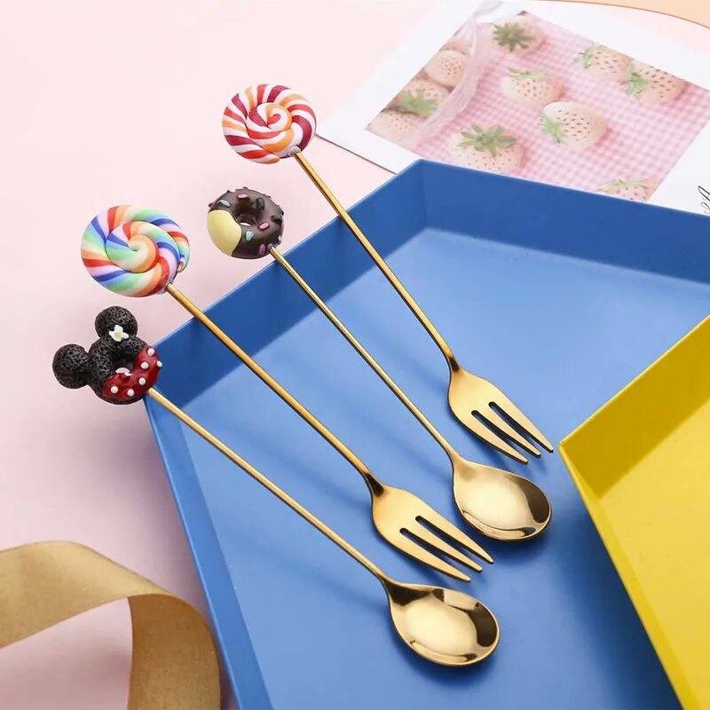 1PCS Stainless Steel Donuts Candy Spoon Forks/spoons