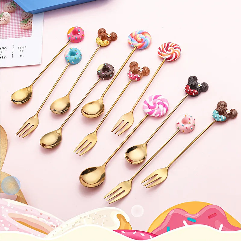 1PCS Stainless Steel Donuts Candy Spoon Forks/spoons