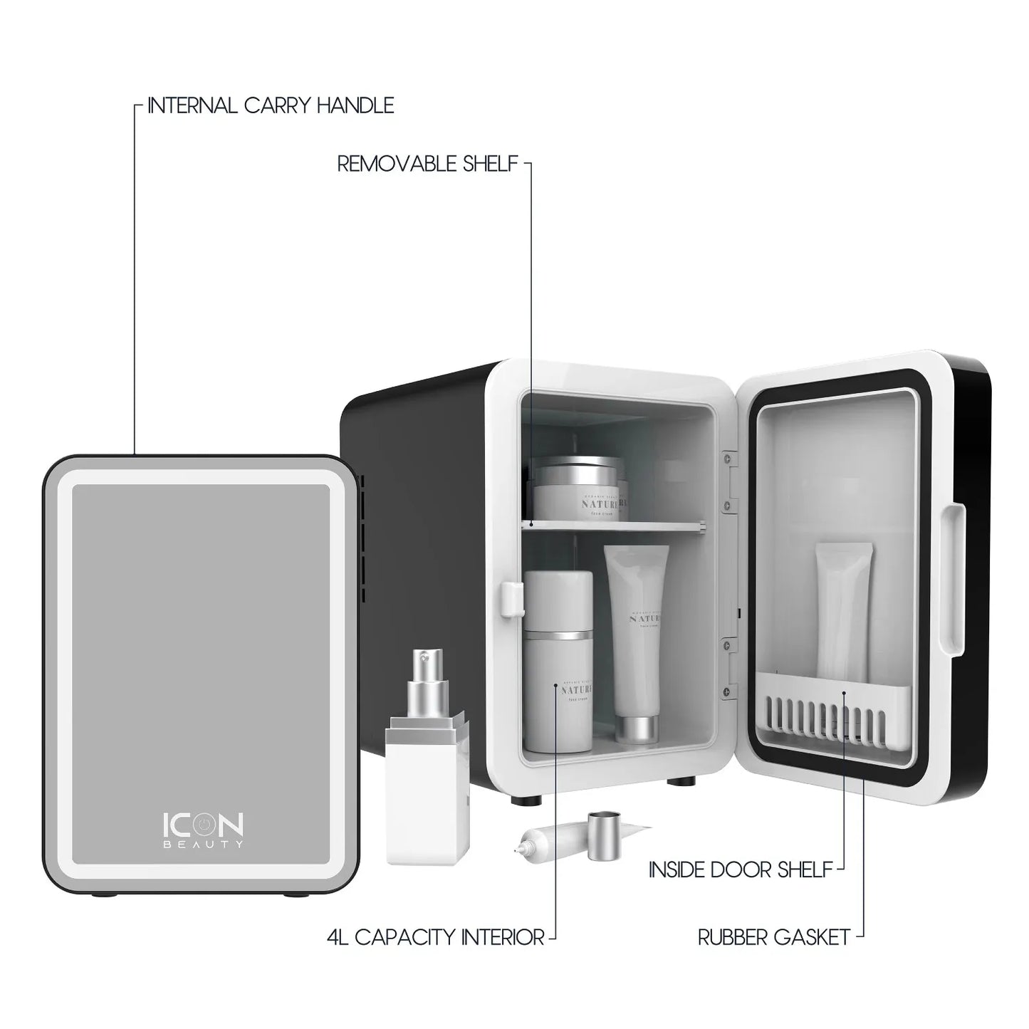 mini fridge with touch control LED lights